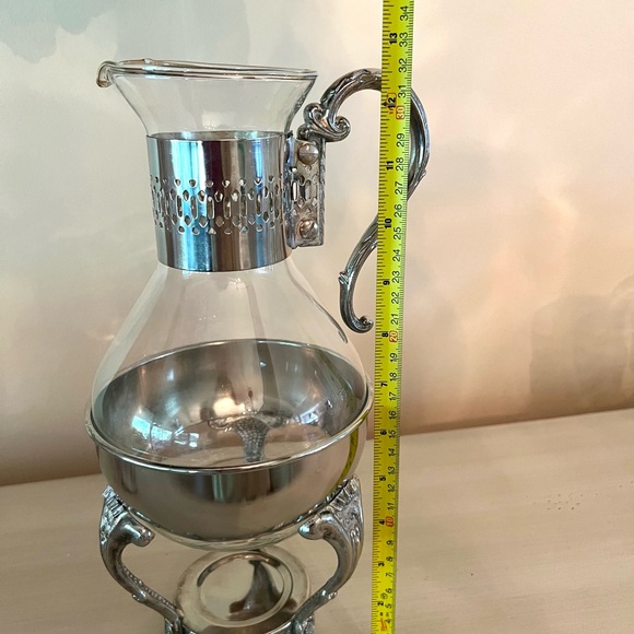 Vintage Ornate Silver plated Corning Carafe Serving Heat Proof Glass Pitcher - Picture 9 of 14